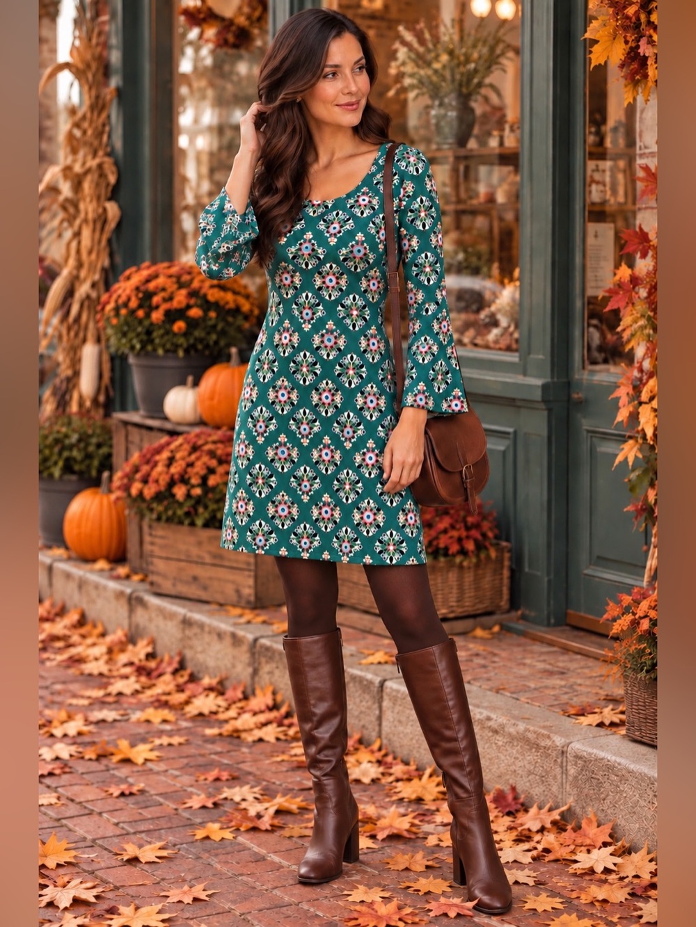 Boden Green Floral Mini Dress